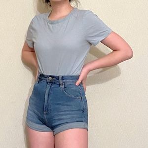 Distressed Light Blue T Shirt